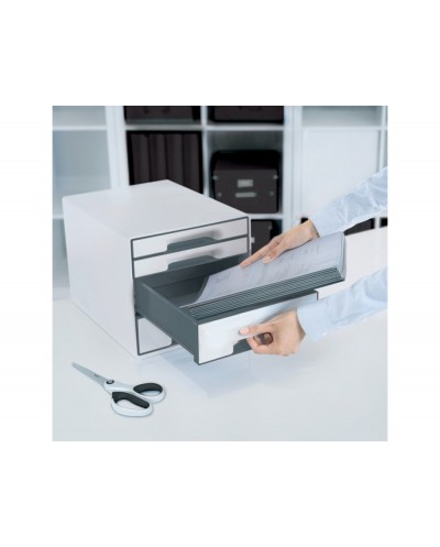 Fichero cajones de sobremesa leitz wow desk cube 2 cajones grandes y 2 pequenos color blanco gris