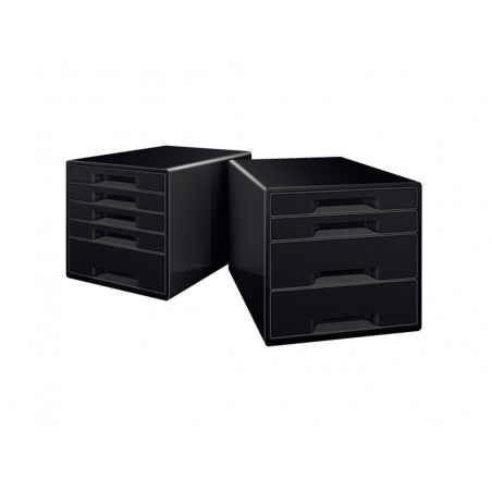 Fichero cajones de sobremesa leitz dual desk cube 2 cajones grandes y 2 pequenos color negro antracita