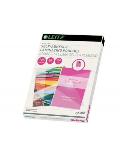 Bolsa de plastificar leitz din a4 dorso adhesivo 125 mc caja de 100 unidades