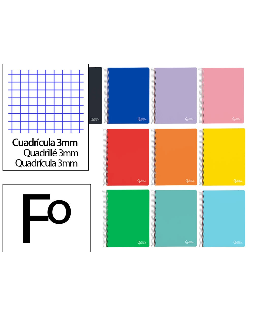 Cuaderno espiral liderpapel din a4 smart tapa blanda 80h 75gr cuadro 3 mm con margen colores surtidos