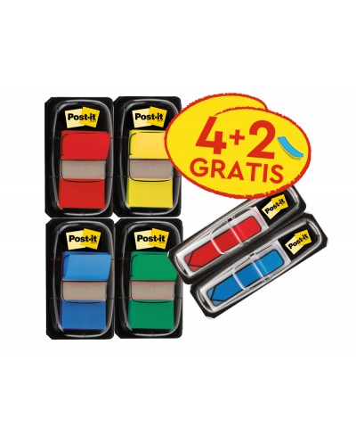 Banderitas separadoras post it 680 dispensador 50 hojas 4 colores surtidos 2 dispensadores 684 flecha 2