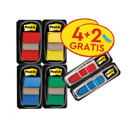 Banderitas separadoras post it 680 dispensador 50 hojas 4 colores surtidos 2 dispensadores 684 flecha 2