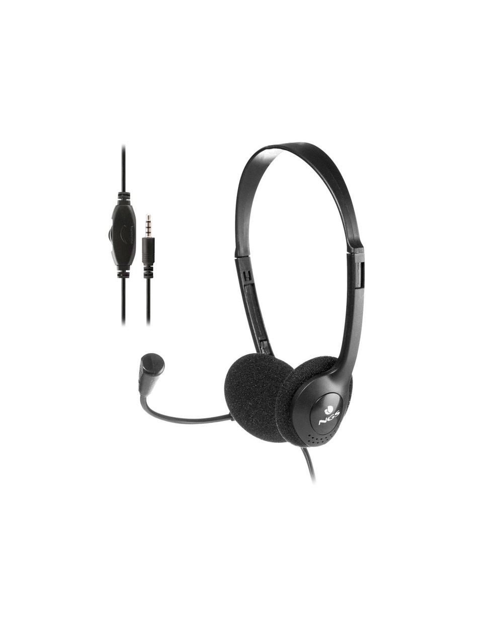 Auricular ngs headset ms103 max con microfono y control de volumen longitud cable 15 mt color negro