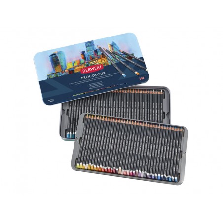 Lapices de colores derwent procolour caja metalica de 72 unidades colores surtidos