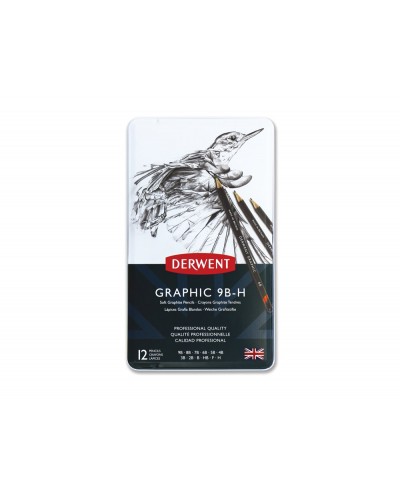Lapices de grafito derwent caja metalica 12 unidades durezas surtidas