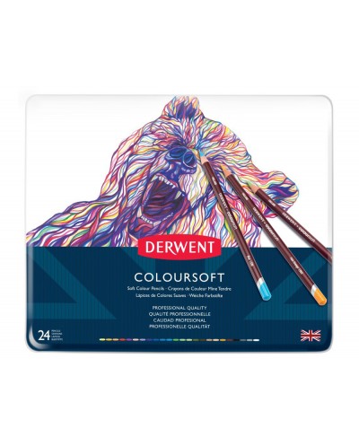 Lapices de colores derwent coloursoft caja de 24 unidades colores surtidos