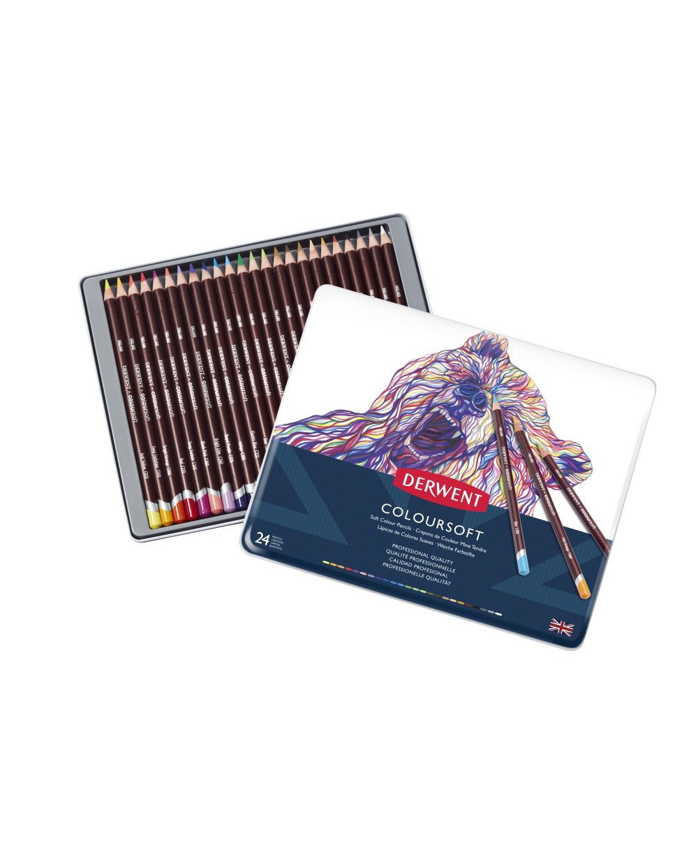 Lapices de colores derwent coloursoft caja de 24 unidades colores surtidos
