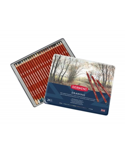 Lapices de colores derwent drawing caja metalica 24 unidades colores surtidos
