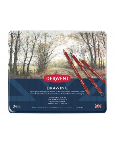 Lapices de colores derwent drawing caja metalica 24 unidades colores surtidos