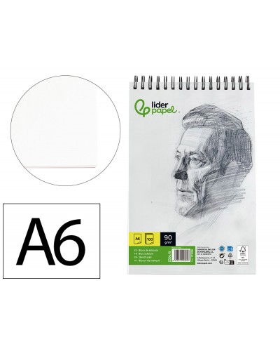 Bloc dibujo liderpapel esbozos espiral din a6 105x148mm 100 hojas 90gr m2 sin recuadro