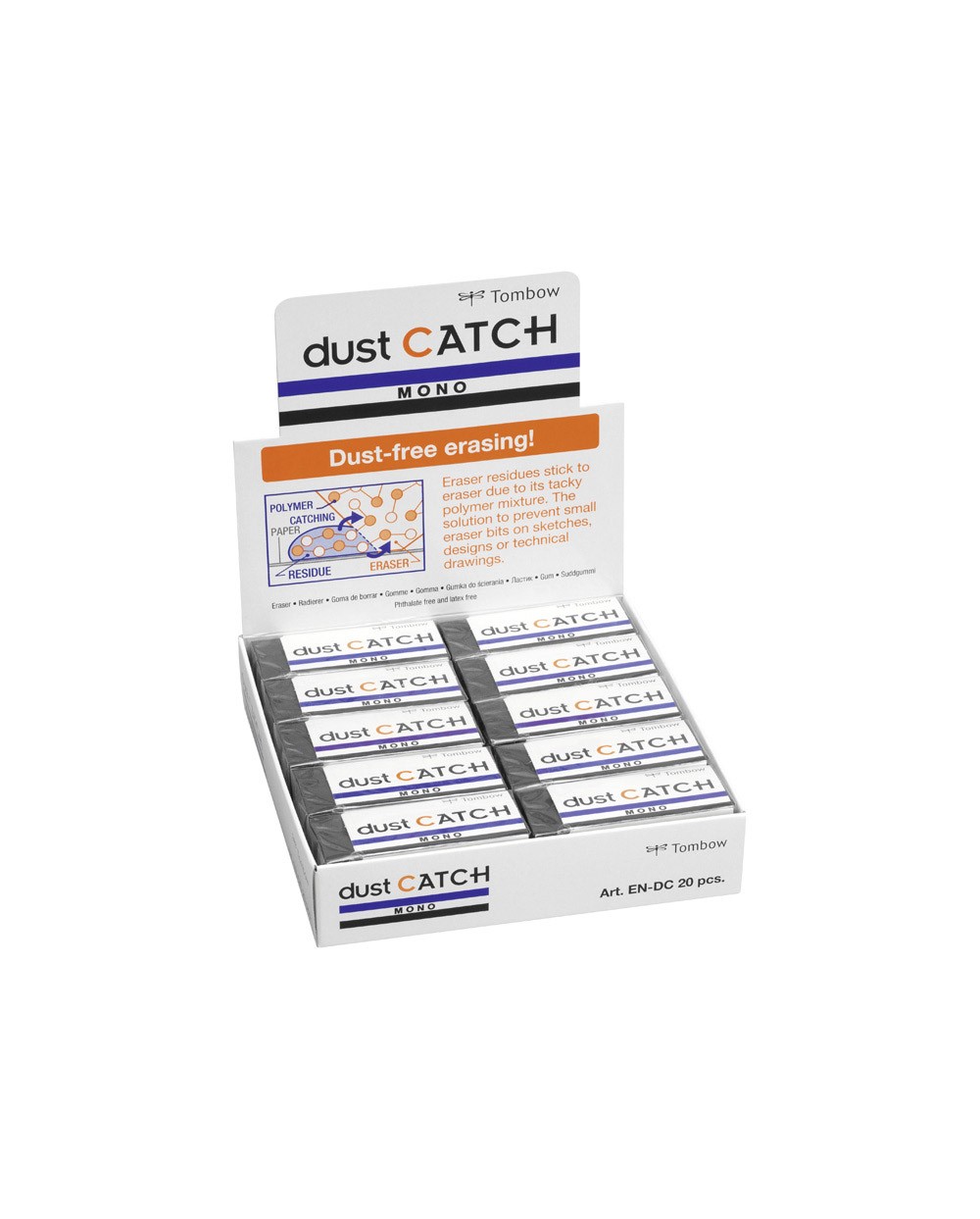 Goma tombow mono dust catch polimera caucho pvc negro especial atrapa residuos