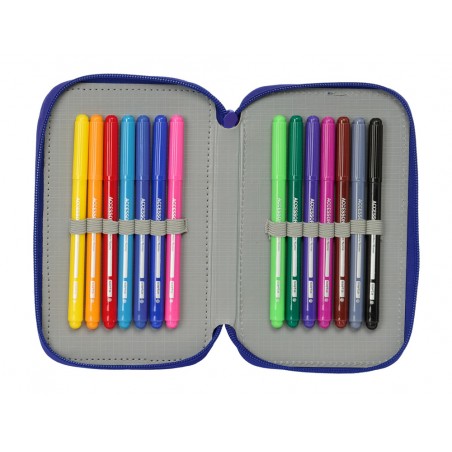 Plumier escolar safta triple 37 piezas atletico de madrid 195x125x55 mm