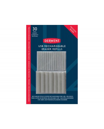 Repuesto goma de borrar derwent para portagomas recargable usb pack de 30 unidades