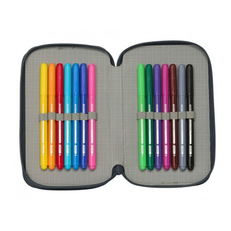 Plumier escolar safta doble pequeno 29 piezas real madrid 1 equipacion 25 26 195x125x40 mm