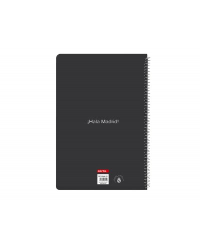 Cuaderno espiral safta folio 80h 60gr cuadro 4mm tapa extradura real madrid 1 equipacion 25 26