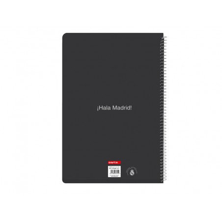 Cuaderno espiral safta folio 80h 60gr cuadro 4mm tapa extradura real madrid 1 equipacion 25 26