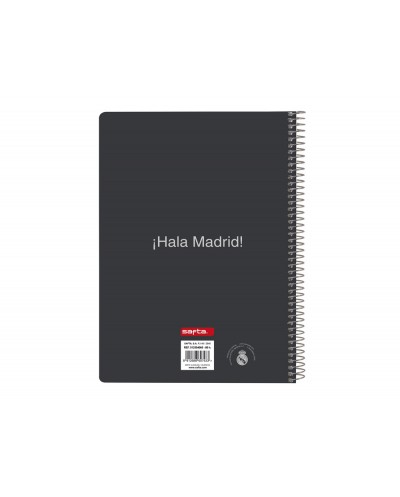 Cuaderno espiral safta cuarto 80h 60gr cuadro 4mm tapa extradura real madrid 1 equipacion 25 26
