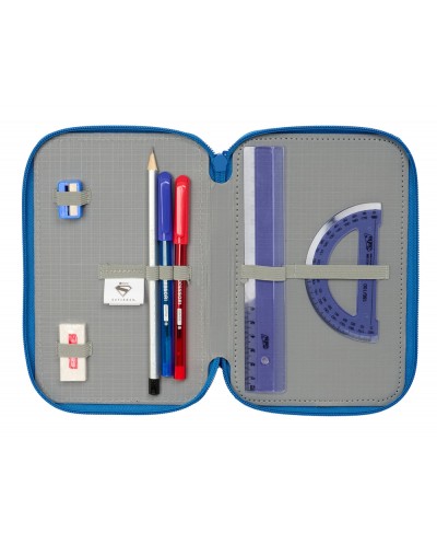 Plumier escolar safta triple 37 piezas superman 195x125x55 mm