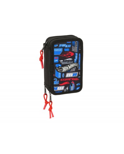 Plumier escolar safta triple 37 piezas hot wheels 195x125x55 mm