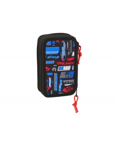 Plumier escolar safta triple 37 piezas hot wheels 195x125x55 mm