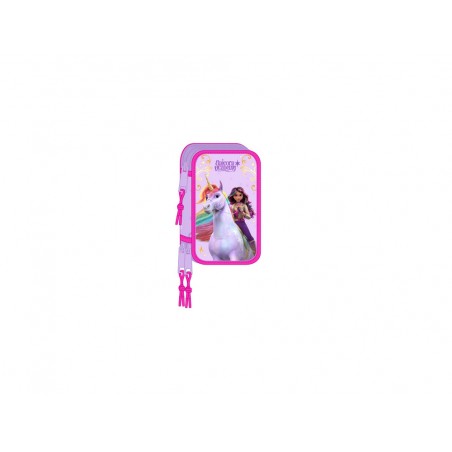 Plumier escolar safta triple 37 piezas unicorn academy 195x125x55 mm