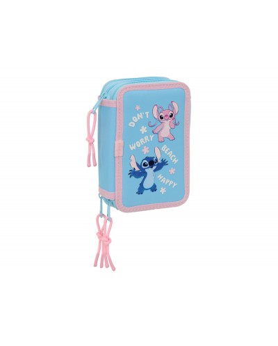 Plumier escolar safta triple 37 piezas stitch happy 195x125x55 mm