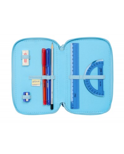 Plumier escolar safta triple 37 piezas stitch happy 195x125x55 mm