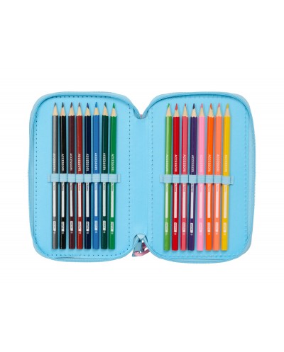Plumier escolar safta triple 37 piezas stitch happy 195x125x55 mm
