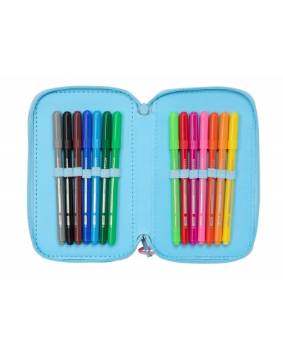 Plumier escolar safta triple 37 piezas stitch happy 195x125x55 mm