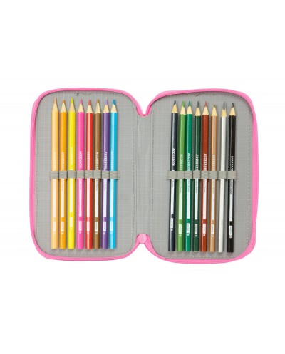 Plumier escolar safta triple 37 piezas gabby s dollhouse confetti 195x125x55 mm