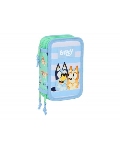 Plumier escolar safta triple 37 piezas bluey sisters 195x125x55 mm