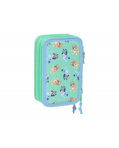 Plumier escolar safta triple 37 piezas bluey sisters 195x125x55 mm