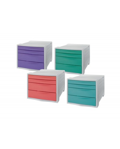 Fichero cajones de sobremesa esselte colour breeze plastico 2 cajones grandes y 2 pequenos colores surtidos
