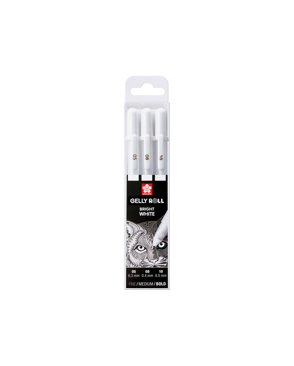 Rotulador roller sakura gelly basic blanco estuche de 3 unidades
