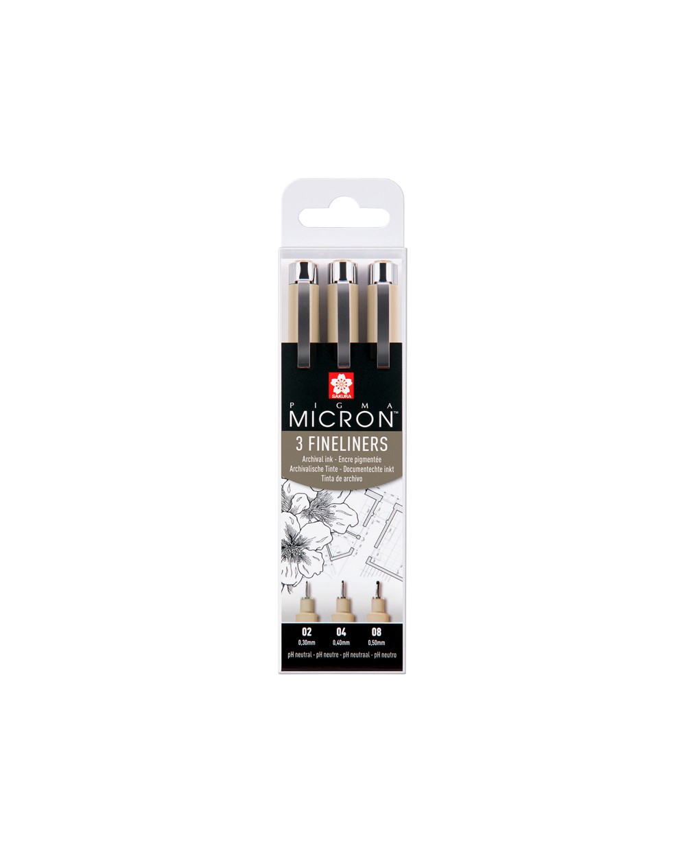 Rotulador sakura pigma micron negro estuche de 3 unidades