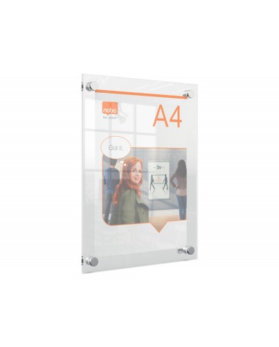 Porta poster nobo acrilico transparente mural din a4 261x24x346 mm