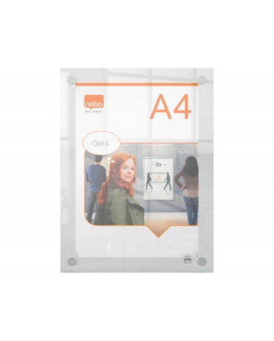 Porta poster nobo acrilico transparente mural din a4 261x24x346 mm