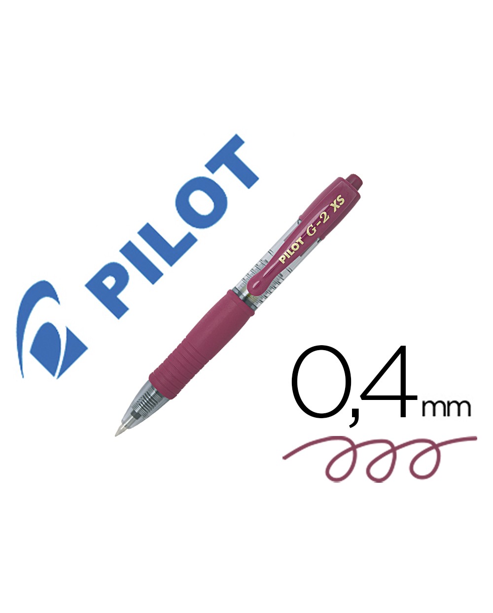 Boligrafo pilot g 2 pixie burdeos tinta gel retractil sujecion de caucho