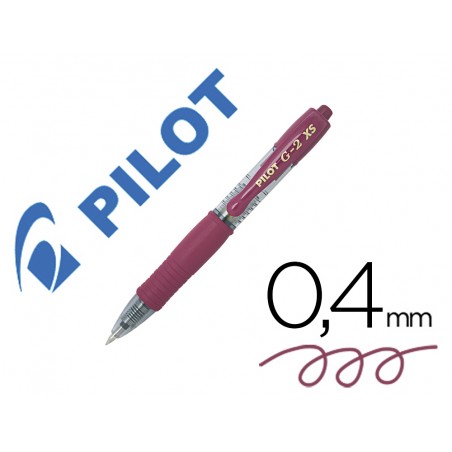 Boligrafo pilot g 2 pixie burdeos tinta gel retractil sujecion de caucho