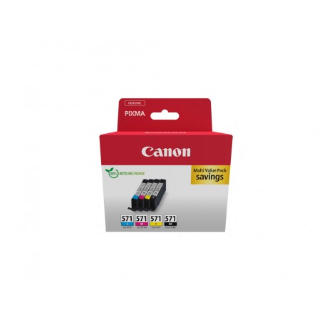 Ink jet canon cli 571 pixma mg6852 ts6050 ts8050 multipack de 4 unidades negro amarillo cian magenta