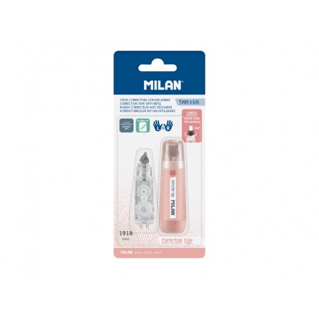 Cinta correctora milan 5 mm x 6 m coleccion 430 since 1918 rosa blister de 1 unidad 1 recambio