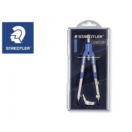 Compas staedtler micrometrico con ajuste rueda central sin alargadera con adaptador y tubo de minas