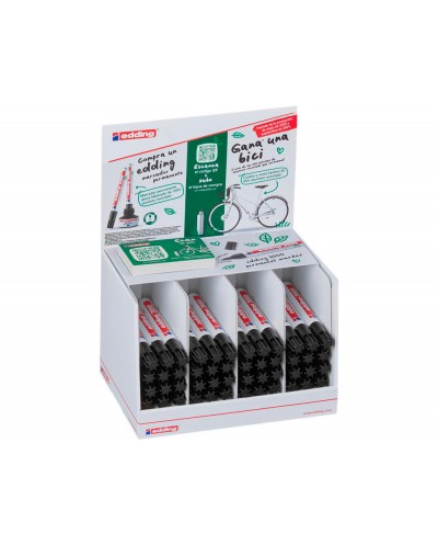Rotulador edding marcador permanente 3000 negro expositor de 48 unidades 2 botellas aluminio reciclado