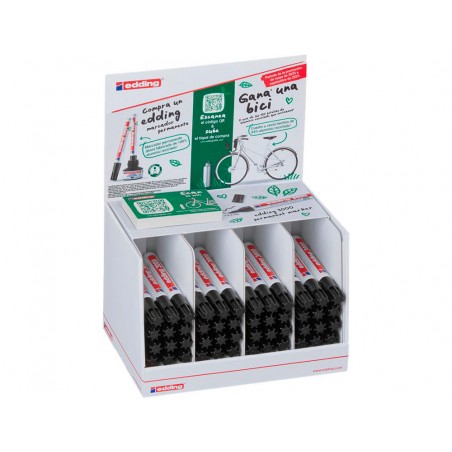 Rotulador edding marcador permanente 3000 negro expositor de 48 unidades 2 botellas aluminio reciclado