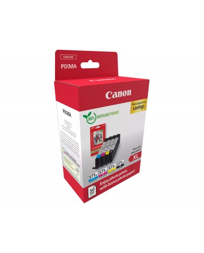 Ink jet canon cli 571xl pixma mg6852 ts6050 ts8050 multipack de 4 unidades negro amarillo cian magenta
