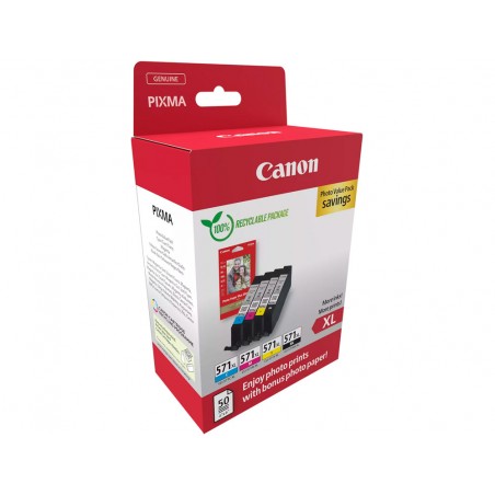 Ink jet canon cli 571xl pixma mg6852 ts6050 ts8050 multipack de 4 unidades negro amarillo cian magenta