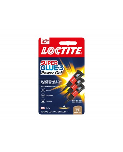 Pegamento loctite super glue 3 adhesivo instantaneo original power gel 1 gr blister de 3 unidades