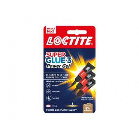 Pegamento loctite super glue 3 adhesivo instantaneo original power gel 1 gr blister de 3 unidades