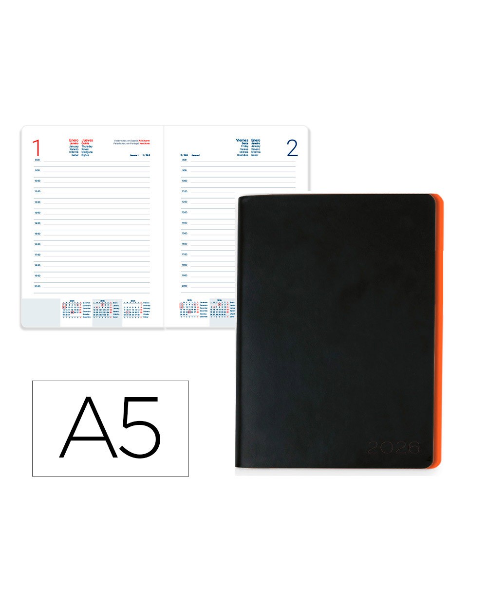 Agenda encuadernada liderpapel sifnos a5 2026 design 3 papel 70 gr