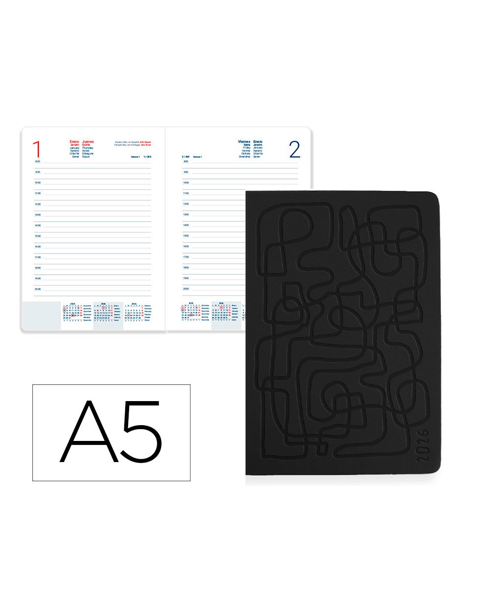 Agenda encuadernada liderpapel icaria a5 2026 dia pagina design 3 papel 70 gr